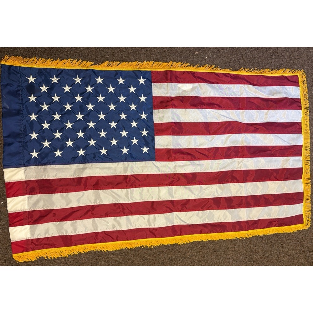 Vintage Annin Colonial Nyl-glo American Flag Gold Fringe Trim Military‎ 3x5